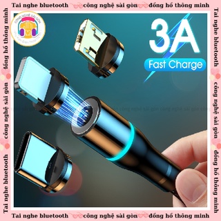 [Mã ELFLASH3 hoàn 10K xu đơn 20K] cáp nam châm 3 đầu-typec-samsung-linghning