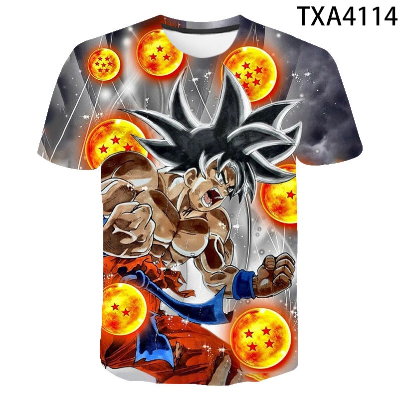 Áo Thun Tay Ngắn In Họa Tiết Hoạt Hình Dragon Ball 3D Thời Trang Cho Bé Trai Và Gái