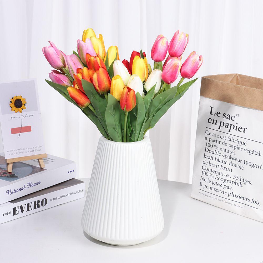 Bó Hoa Tulip Giả Nhiều Màu|Lá Touh Thật Trang Trí Nhà Cửa