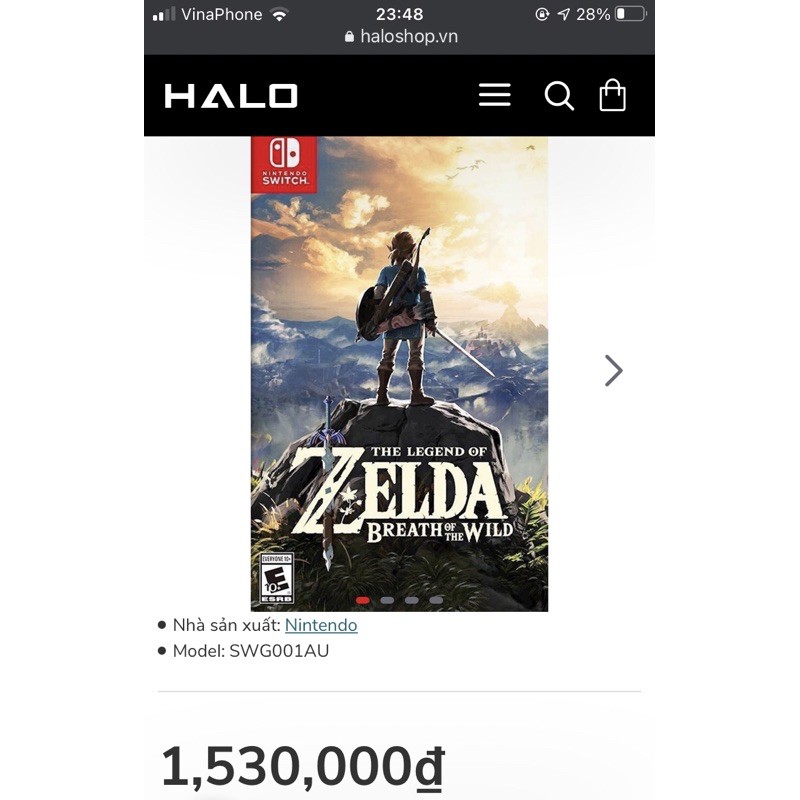Hàng đẹp Zelda Breath Of The Wild used Nintendo Switch cũ 2nd hàng còn đẹp như mới | BigBuy360 - bigbuy360.vn