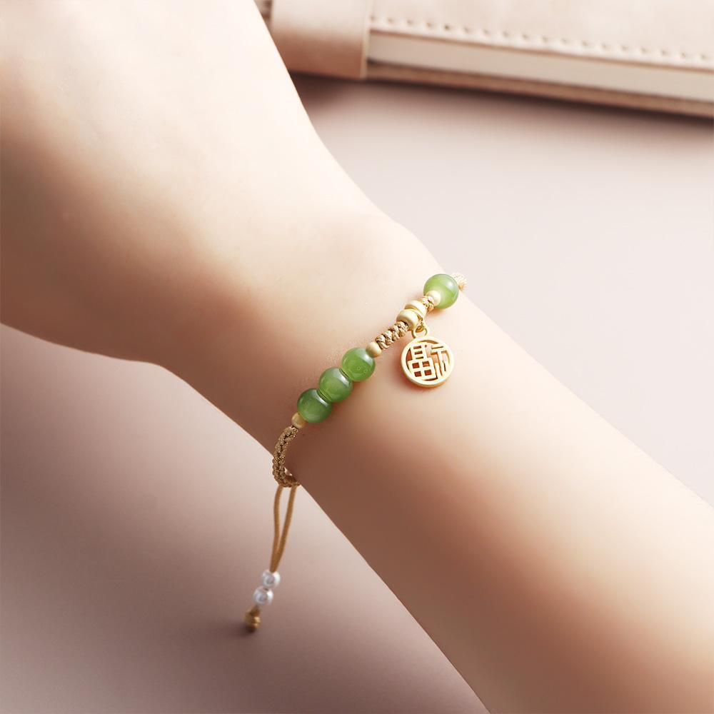 Vanes1 Vòng Tay Đơn Giản Mặt Khắc Chữ Best Friend Phong Cách Trung Hoa Cổ Điển Cho Nữ