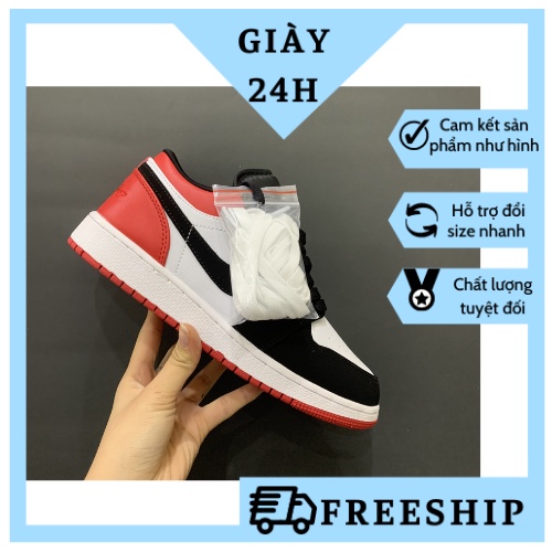 (FREESHIP + ẢNH THẬT 1.1) Giày JD low đỏ đen trắng hàng chuẩn 11, giày thể thao thấp cổ full phụ kiện