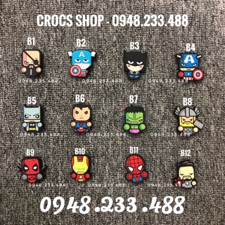 Jibbitz-icon-charm-sticker cài dép Siêu nhân (B1-B19). Shop ship từ 10 sản phẩm trở lên