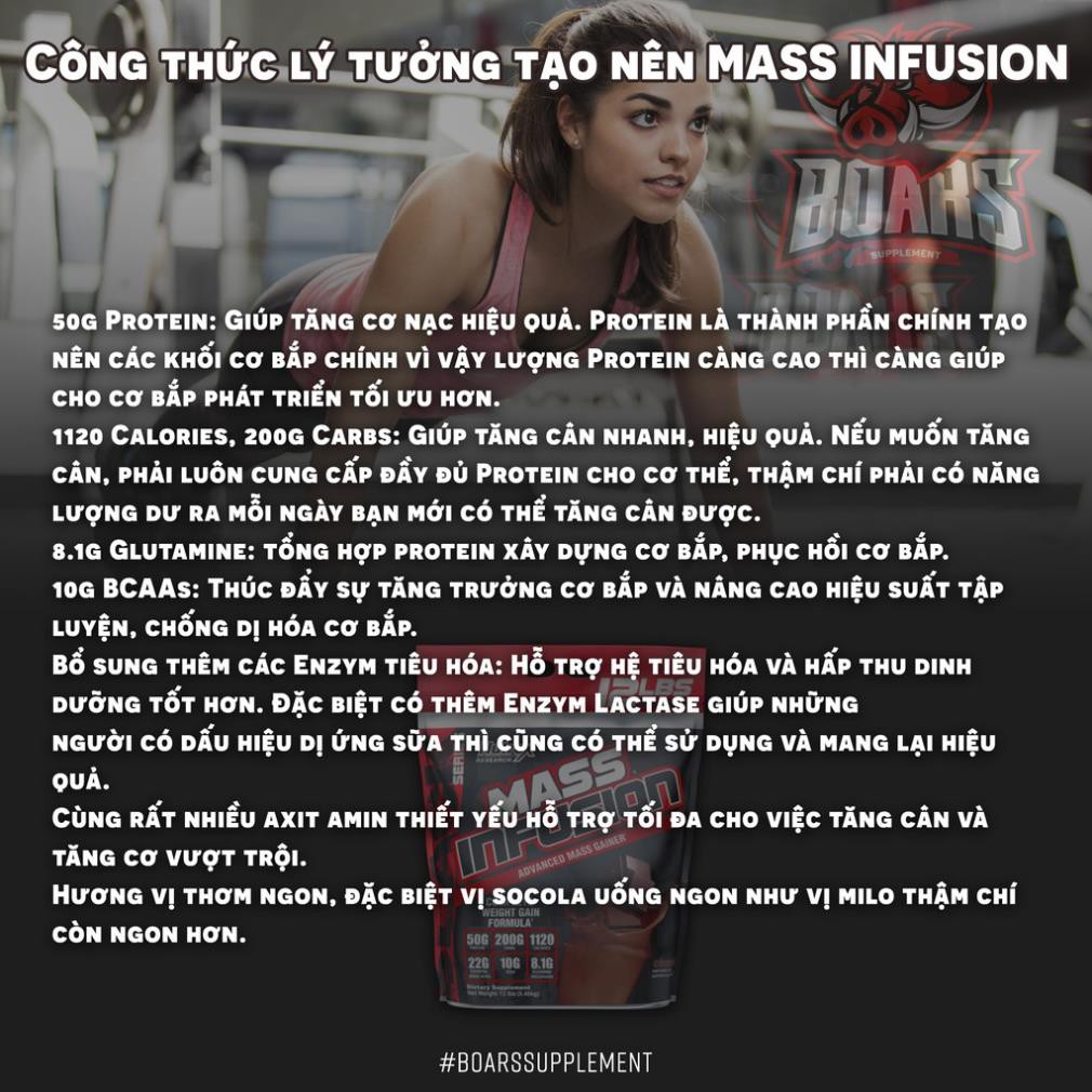 NUTREX MASS INFUSION - MASS TĂNG CÂN, DINH DƯỠNG DÀNH CHO NGƯỜI GẦY