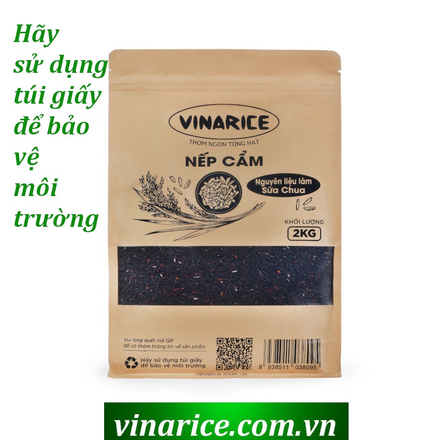 [Mã GROADO2 giảm 10% đơn 150K] Gạo Nếp Cẩm - túi giấy 2kg - nguyên liệu làm sữa chua