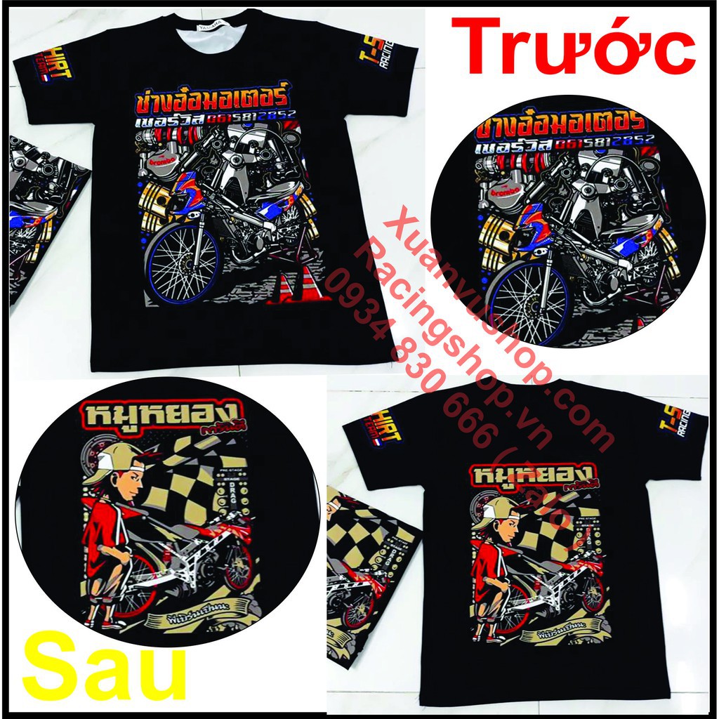 Áo thun đua RACING -   Xe DRAG  - TSHIRT RACING TEAM  Nhiều Mẫu  Bảo Hành Bong Tróc Trọn Đời .