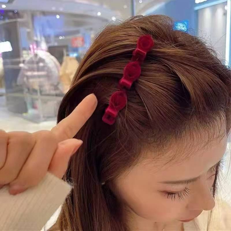 Kẹp Tóc Mái Mỏ Vịt Hai Lớp Màu Trơn Kiểu Cổ Điển Thời Trang