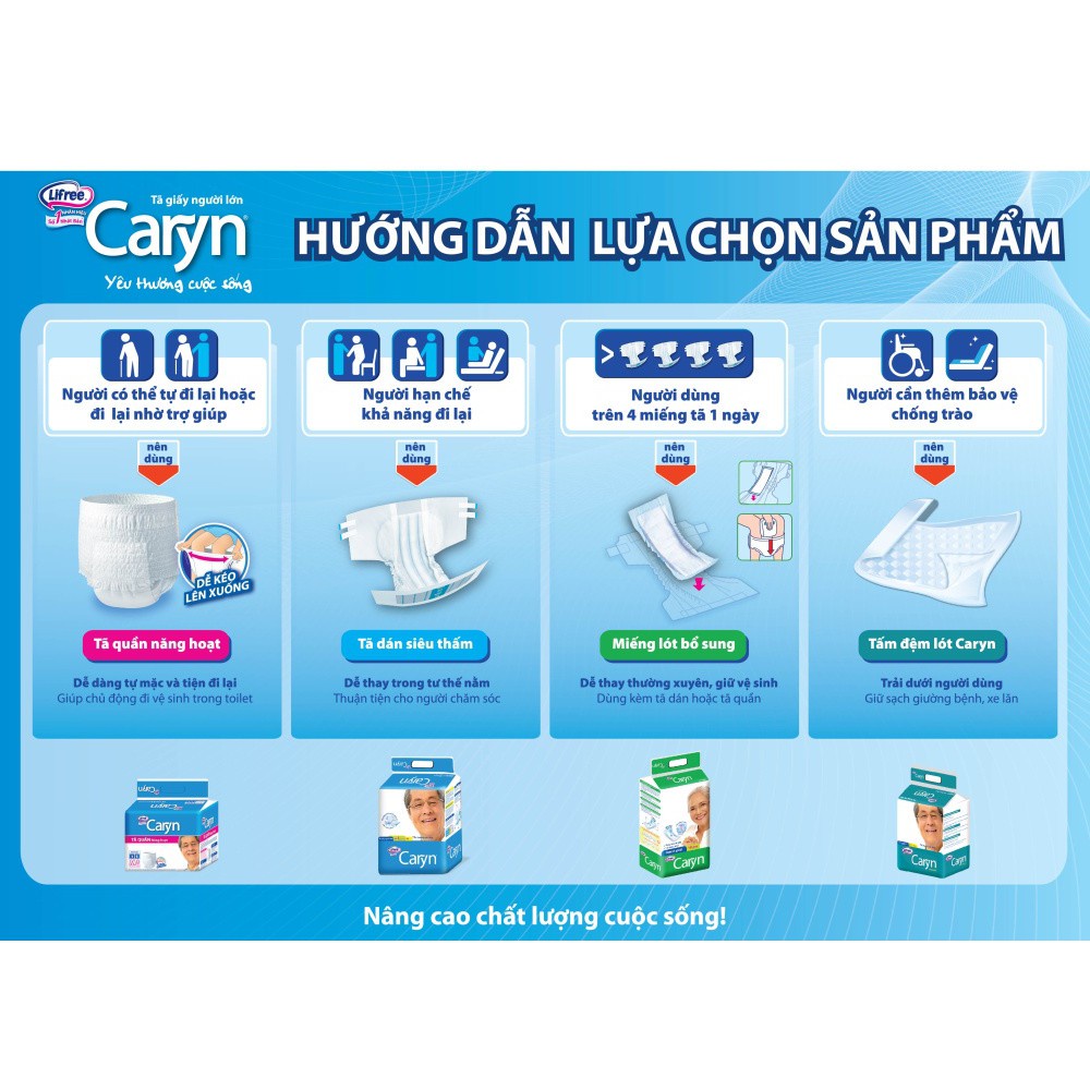 Bỉm/tã lót/tã dán/tã quần người lớn Caryn (sau sinh, người già,...)