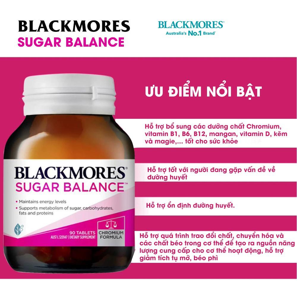 Viên uống cân bằng đường huyết dành cho người tiểu đường sugar balance blackmores Úc 90 viên Healthy care quatangme