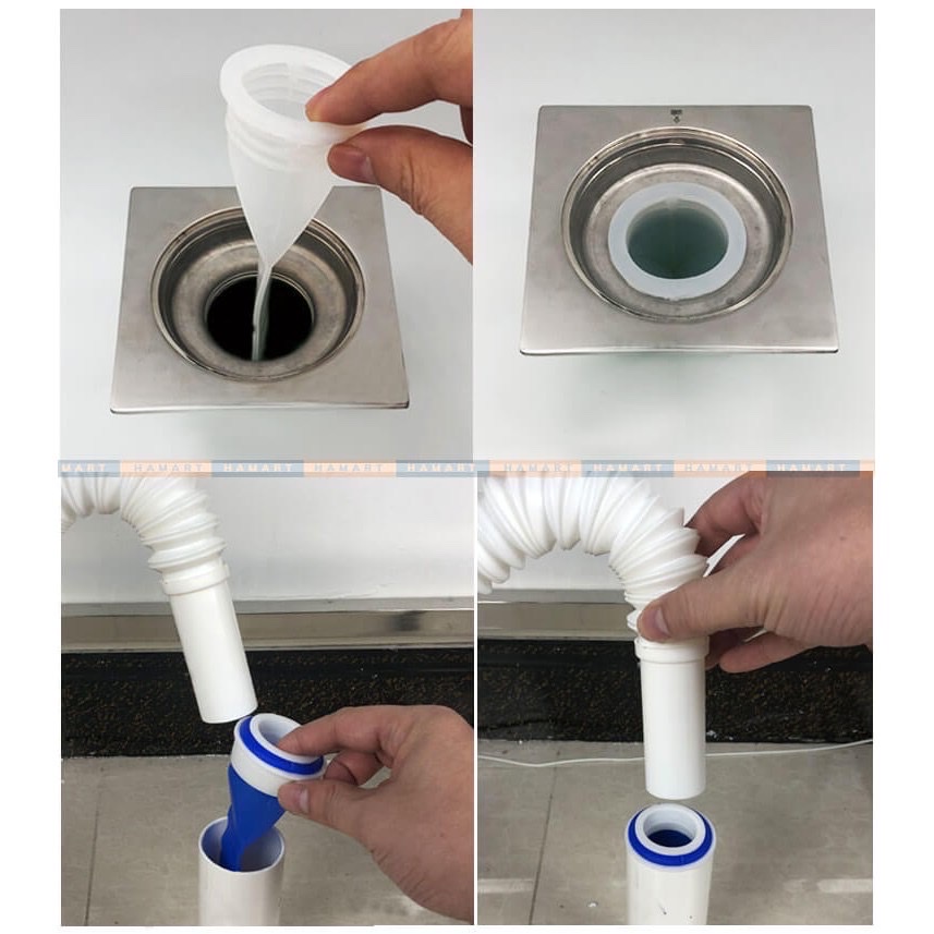 Bộ Van Ngăn Mùi Hôi Cống Kèm Nắp Nhựa, Phụ Kiện Phễu Cao Su Silicon Lắp Thoát Sàn Nhà Tắm Phòng Vệ Sinh Chống Côn Trùng