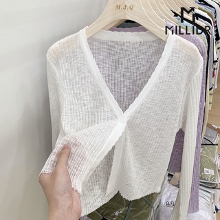 Áo Cardigan Dệt Kim Tay Dài Màu Đen Thời Trang Mùa Hè Cho Nữ