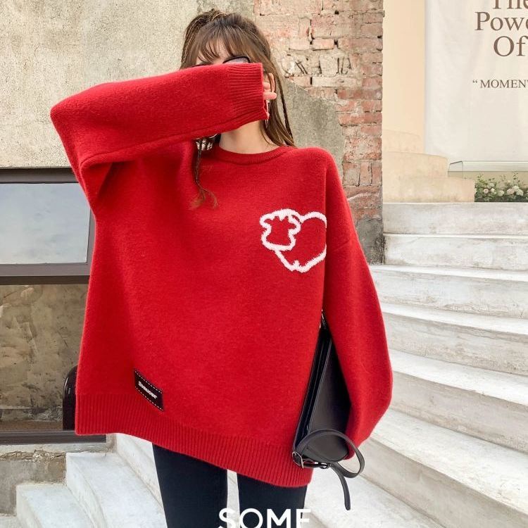 Áo Sweater Dệt Kim Cổ Tròn Thời Trang Thu Đông Dễ Phối Đồ