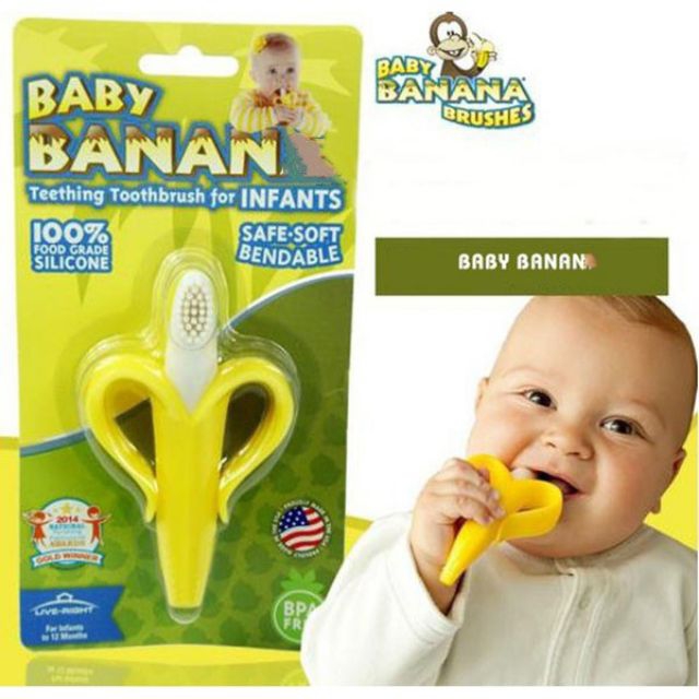 [Chính hãng] Gặm nướu chuối matxa silicone mềm an toàn cho bé Baby Banana - Mỹ