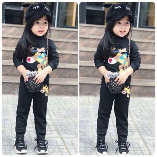 Bộ cotton len cổ 3 phân cho bé