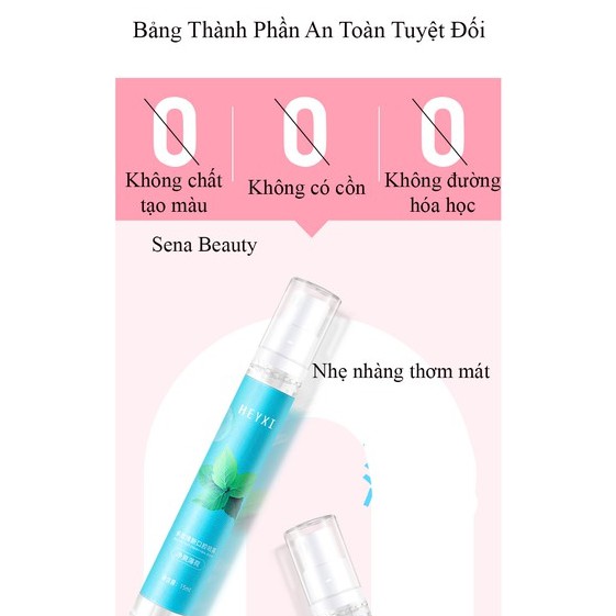 Xịt thơm miệng  Heyxi khử mùi hôi miệng vị đào vị bạc hà - Chai xịt miệng 15ml  nhỏ gọn tiện lợi