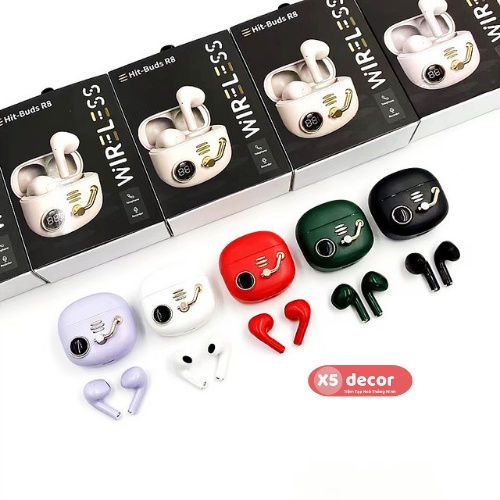 Tai Nghe Không Dây Bluetooth R8 Tai Nghe Nhét Tai - Phong Cách Retro Độc Đáo, 5 Màu Ưa Chuộng Đen, Tím, Trắng, Xanh Rêu