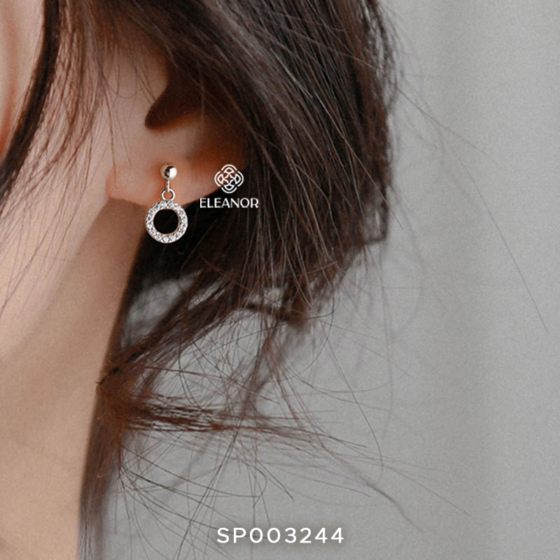 Bông tai nữ tròn Eleanor Accessories đính đá phong cách Hàn Quốc chuôi bạc 925 phụ kiện trang sức dễ thương