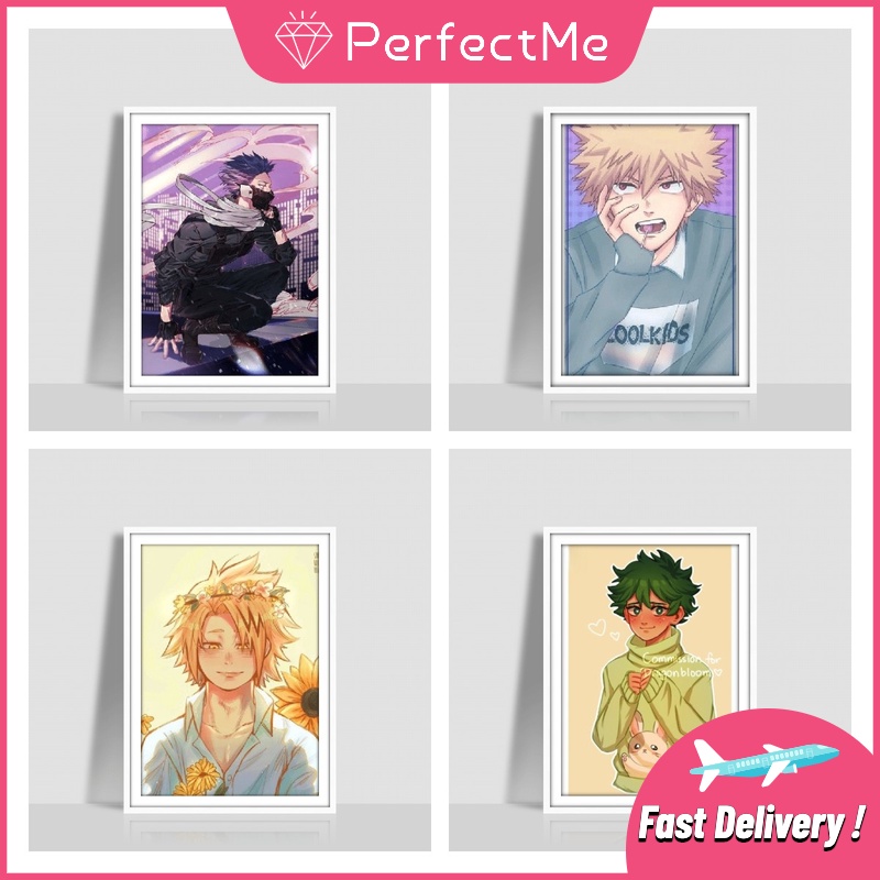 Bộ tranh đính đá họa tiết hoạt hình My Hero Academia độc đáo kích thước 30x40cm dùng trang trí nhà cửa