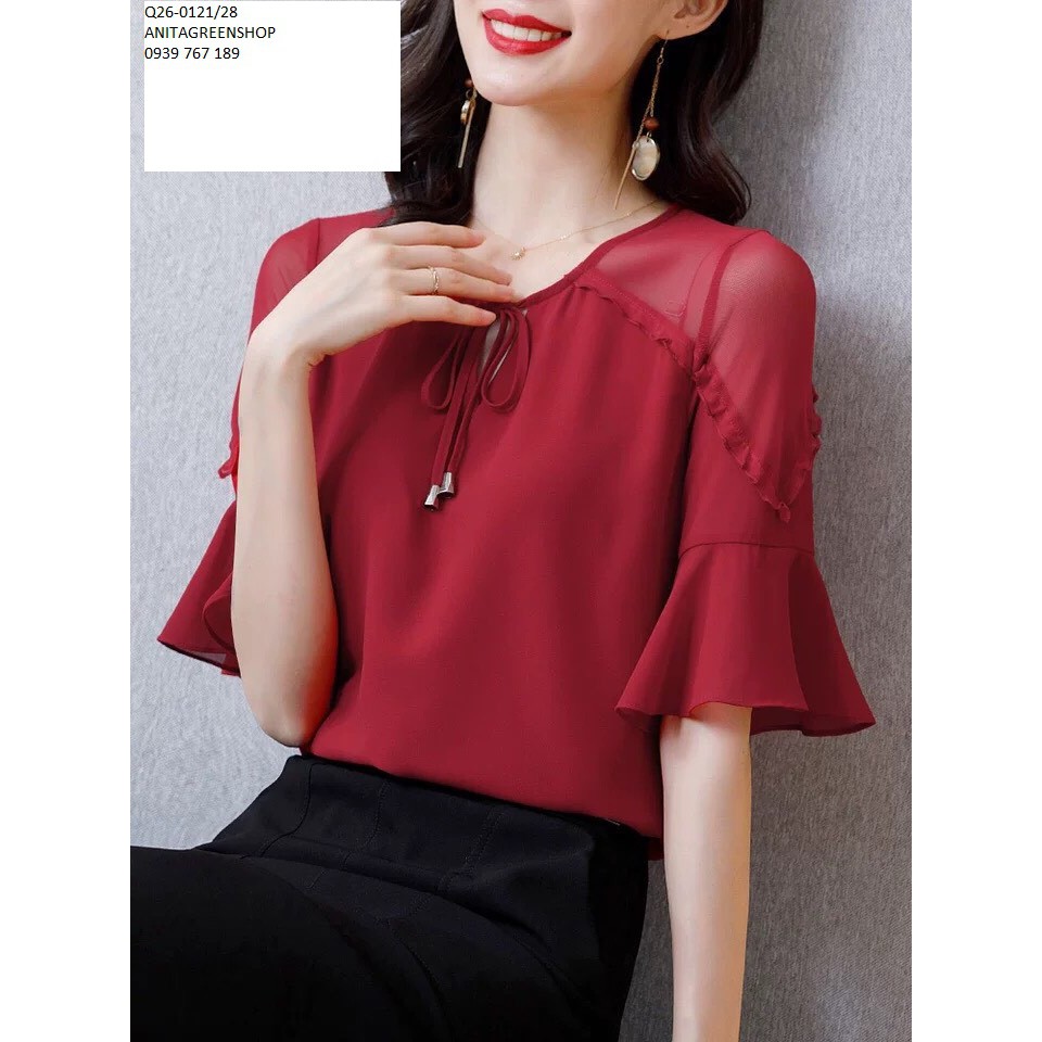áo kiểu nữ tay loe (thời trang somiboutique) Q26-0121
