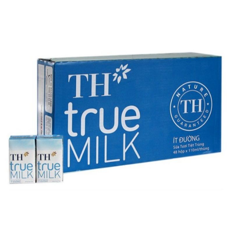 TH*true MILK Thùng 48 hộp 180ml Sữa tươi tiệt trùng CÓ ĐƯỜNG, Ít Đường, Nguyên chất