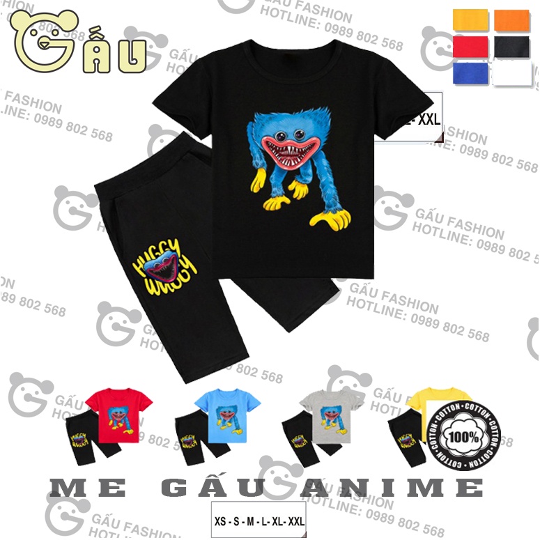 Poppy Playtime Bộ Áo Thun Cotton Ngắn Tay + Quần Dài In Họa Tiết Hoạt Hình Dễ Thương Cho Bé