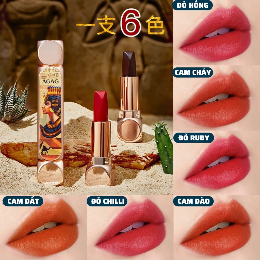 Son 6 Màu AGAG Siêu Lì Lên Màu Chuẩn Đẹp Mềm Mịn Không Khô Môi