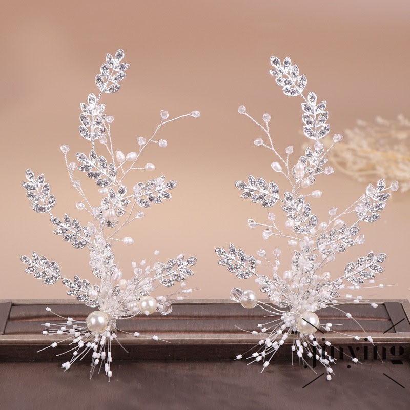 GETNOIVAS Bộ 2 kẹp tóc hình bông hoa đính đá sang trọng cho cô dâu