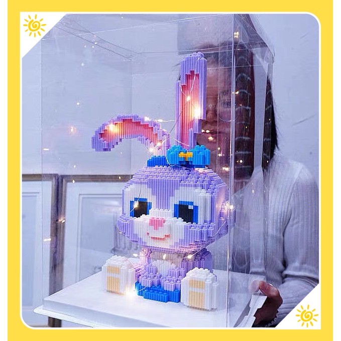 đồ chơi xếp hình lắp ráp 3D cỡ lớn 38cm mô hình hoạt hình trưng bày bé gái thỏ tím mèo máy hình động vật đáng yêu