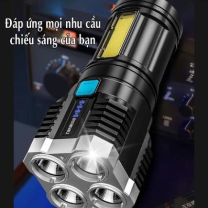 Đèn Pin Siêu Sáng 5 bóng Đèn Pin Cầm Tay Chắc Chắn 4 Chế Độ Sáng Chống Thấm Nước Đèn Trần Phú