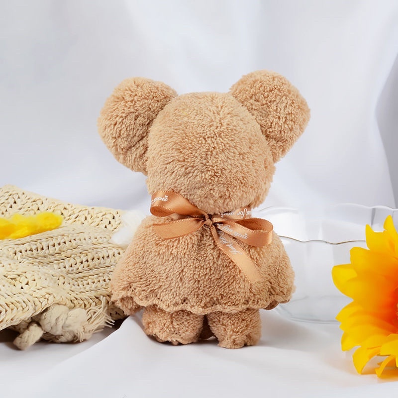 Khăn mặt gấp hình gấu teddy, quà tặng sinh nhật, 8/3, 20/10, valentine cho nam và nữ, size 30x30cm