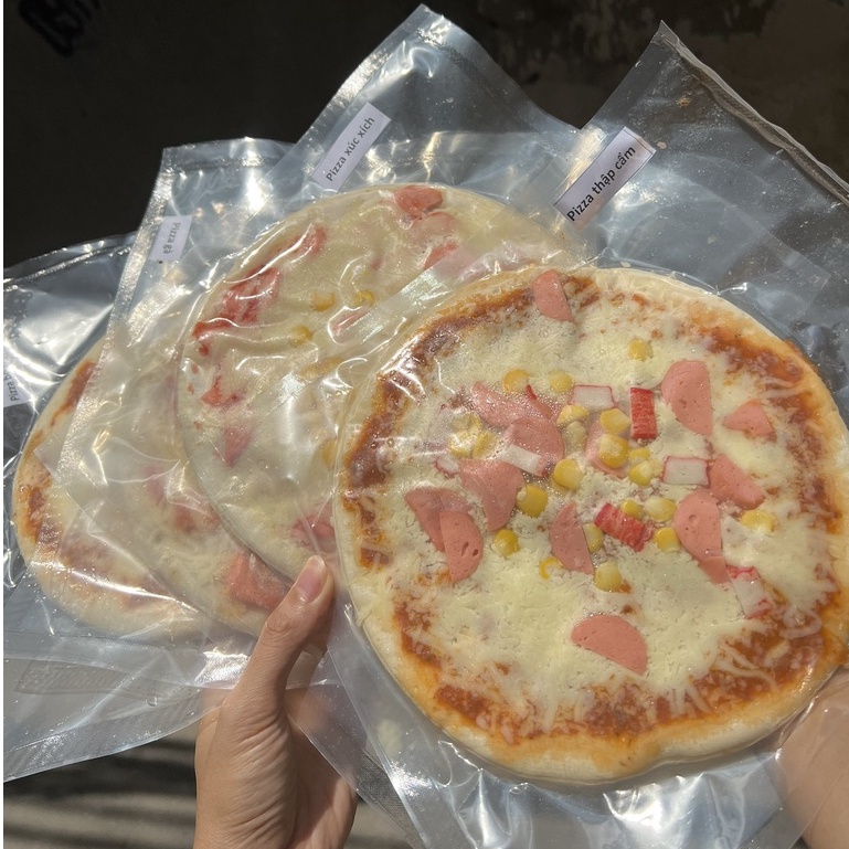 Pizza mini size 16 cm làm sẵn cực nhiều phô mai vị thập cẩm
