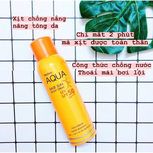 Kem chống nắng dạng xịt Aqua Base Sun Body Spray Mistine UV Spf 50 pa+++