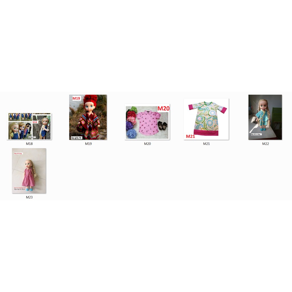 Combo 13 rập quần áo búp bê ani