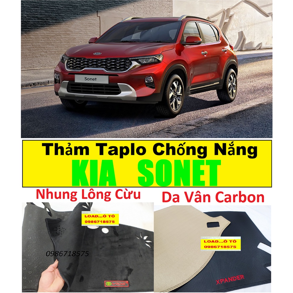 Thảm Taplo Xe KIA Sonet 2022-2024 Mẫu Da Carbon, Mẫu Nhung Cao Cấp