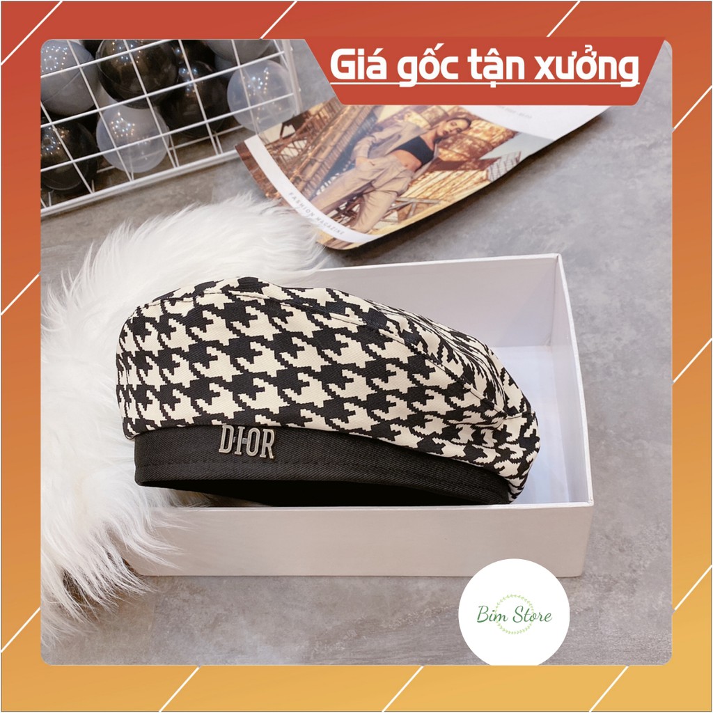 ❌NEW❌Mũ nồi thời trang nữ Dior họa tiết đen trắng, chất vải nhẹ tênh, đội 4 mùa - Lên hình sống ảo cực sang chảnh