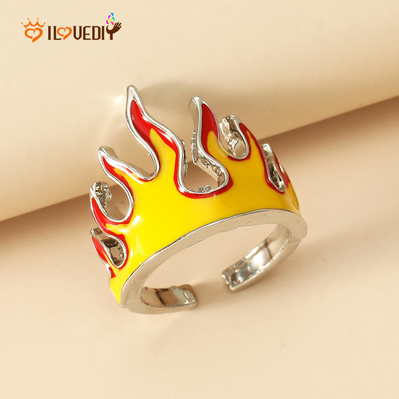 Nhẫn Đeo Tay Kim Loại Hình Ngọn Lửa Cá Tính