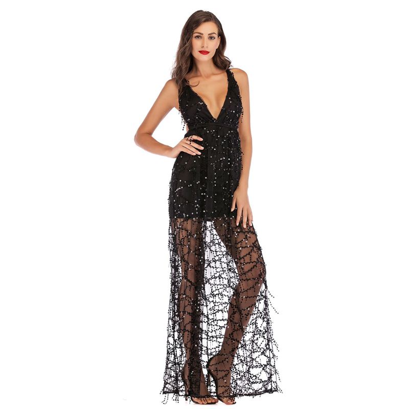 Xiangbao Đầm Maxi Dài Ôm Dáng Không Tay Dự Tiệc Tối Cho Nữ