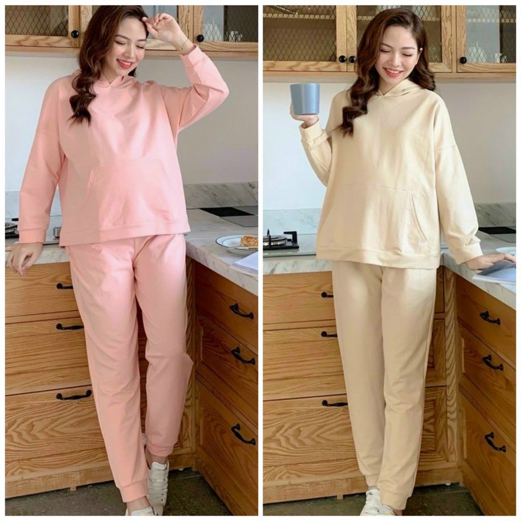Bộ bầu NỈ BÔNG Dài Tay có Mũ, mùa THU ĐÔNg cực kì ấm áp - 𝐁𝐃06