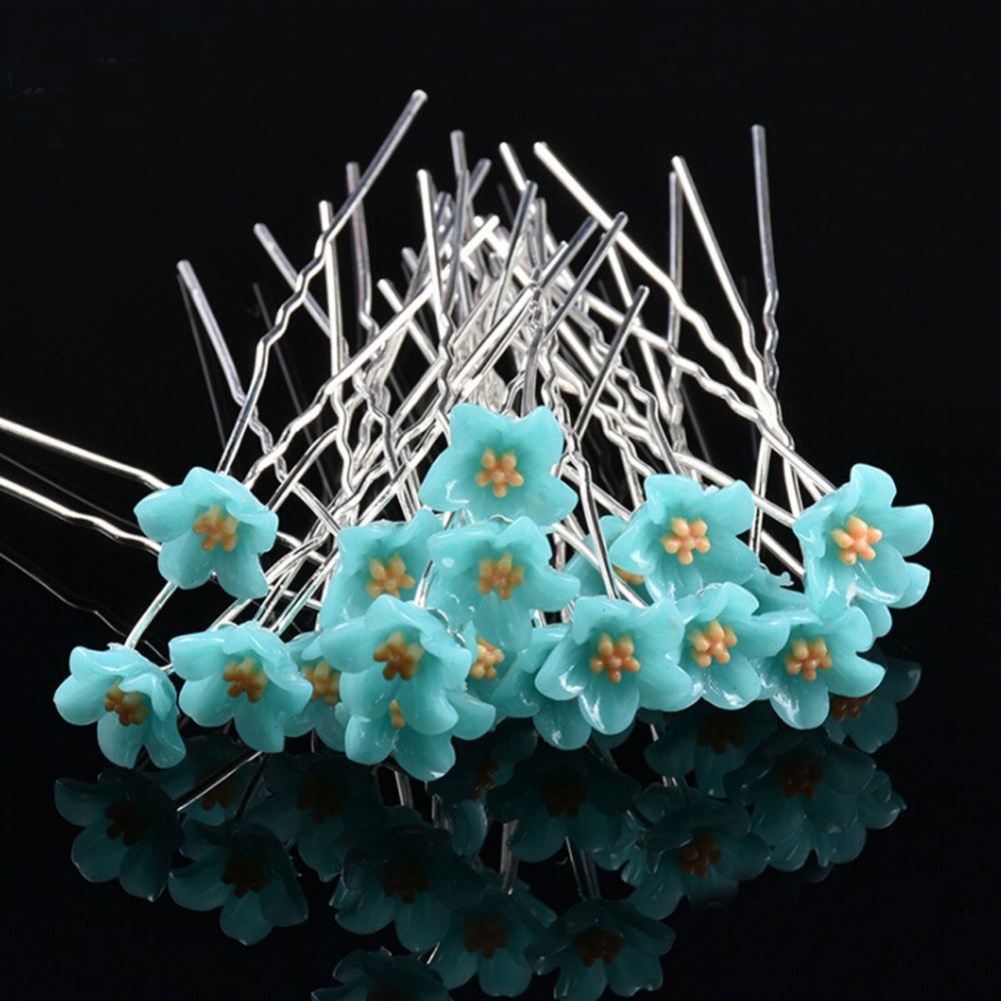 Set 10 trâm cài tóc dạng chữ U đính hoa nữ tính thời trang