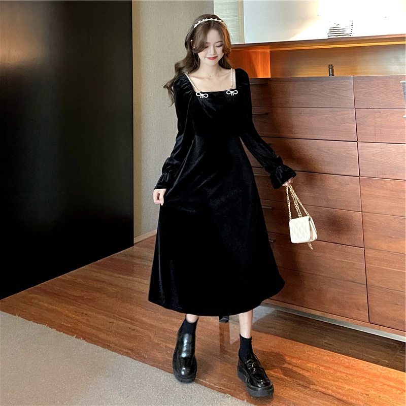 Đầm PERTY thời trang Hàn Quốc kiểu retro đơn giản quyến rũ