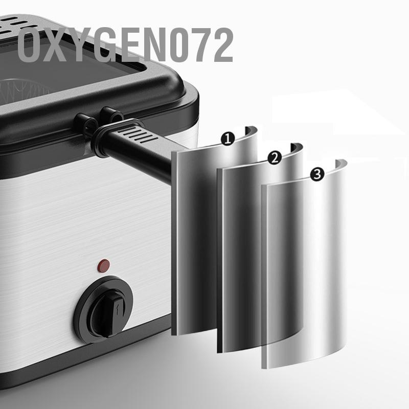 Nồi Chiên Ngập Dầu, Bếp Điện Chiên Rán điện bằng thép không gỉ AC 1000W Phụ kiện nhà bếp đa năng với giỏ -  Oxygen072