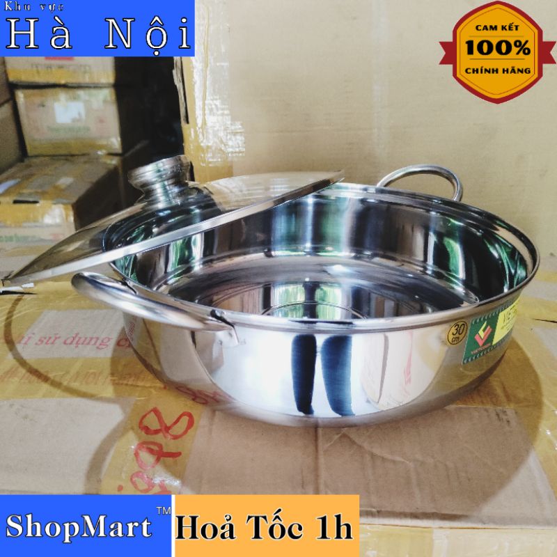 Nồi lẩu inox, bát lẩu, xoong lẩu, chảo lẩu inox cao cấp dùng trên bếp từ size 20, 22, 24, 26, 28 cm, 30 cm