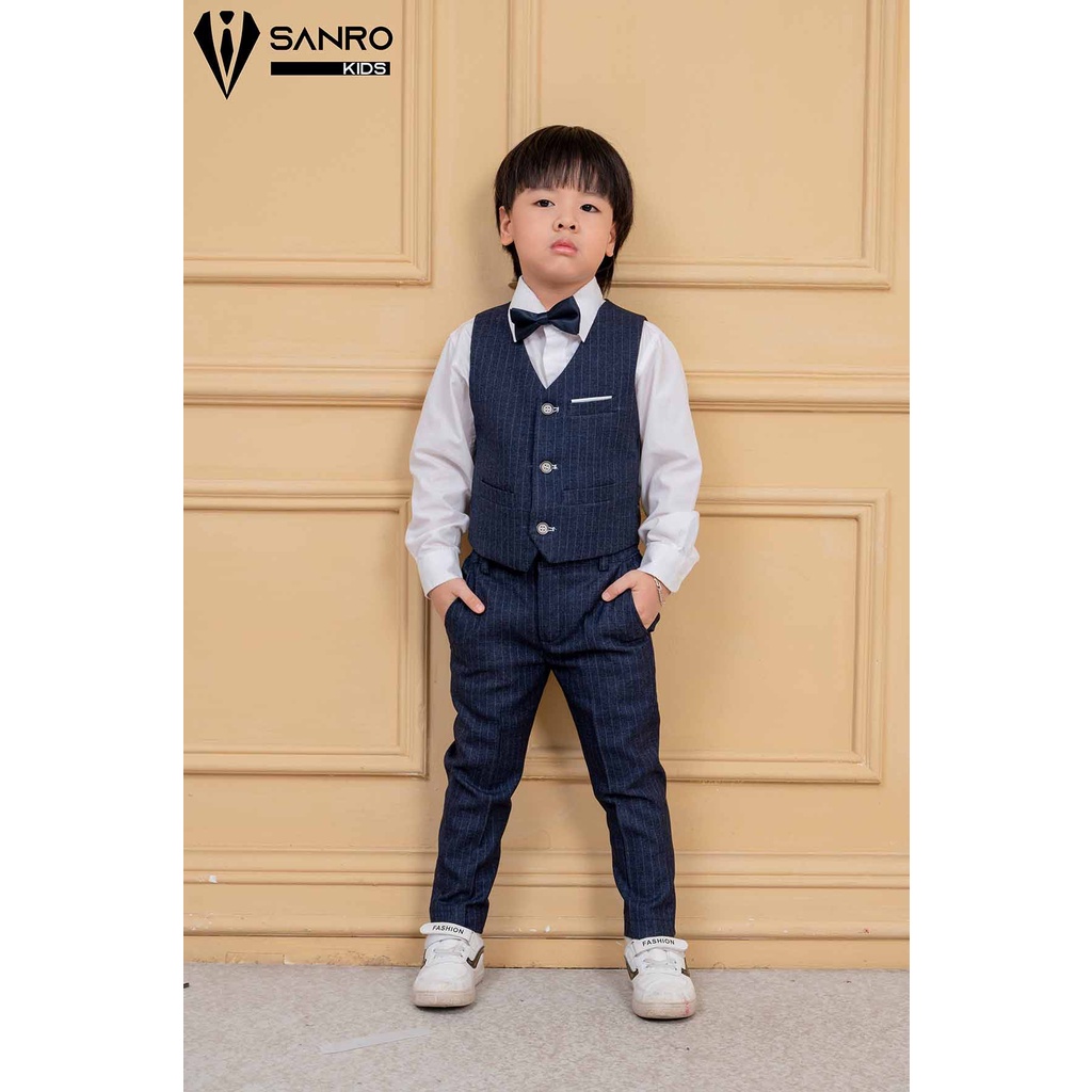 Bộ vest bé trai thiết kế tím than kẻ