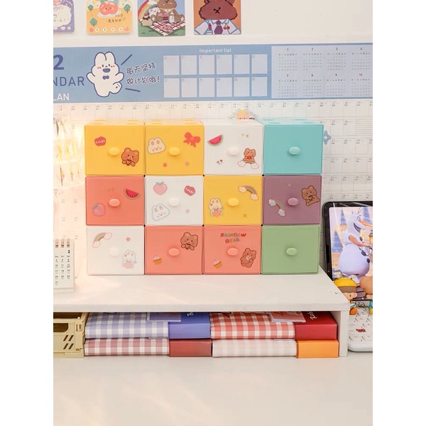 hộp nhựa mini đựng sticker/giấy note/đồ mini(có kèm sticker)