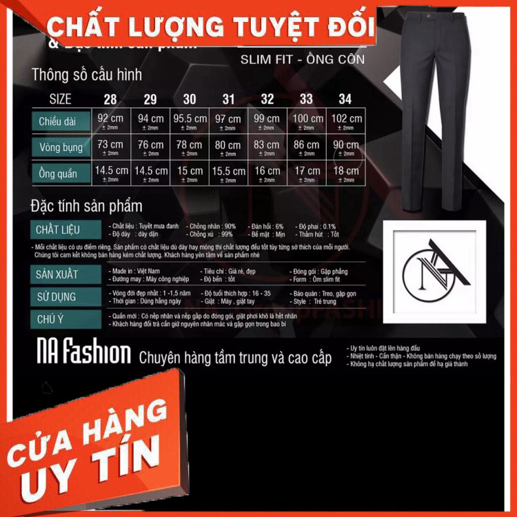 Quần Âu nam ống côn, dáng hàn màu Xanh Đen - Hàng nhập khẩu