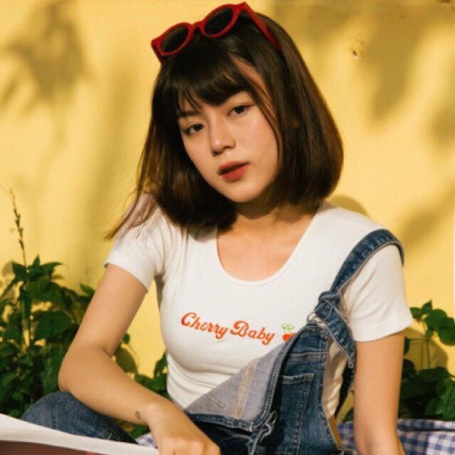 Áo croptop thun lạnh dày dặn thêu chữ và quả cherry 2 màu LIKANO CRT47 | BigBuy360 - bigbuy360.vn