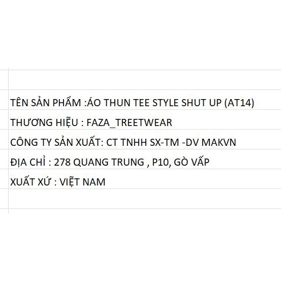 ÁO THUN TEE STYLE SHUT UP (AT14)