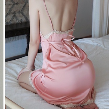 Đồ Ngủ Sexy Váy Ngủ Hai Dây Gợi Cảm, Lụa Phi Bóng Phối Ren Cao Cấp HA644
