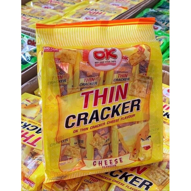 01 Bịch Bánh Quy OK THIN CRACKER Có 8 Gói Nhỏ Hàng Thái Lan