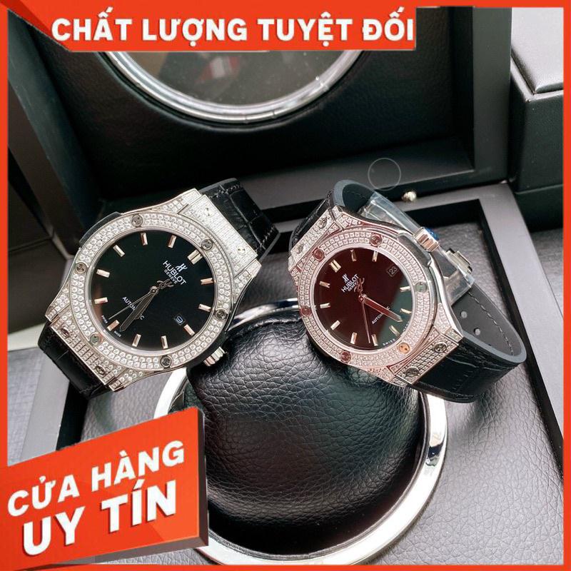 Đồng hồ hublot Nam Nữ Hublot mặt tròn size 42mm , máy cơ nhật xịn - Bảo hành 12 tháng